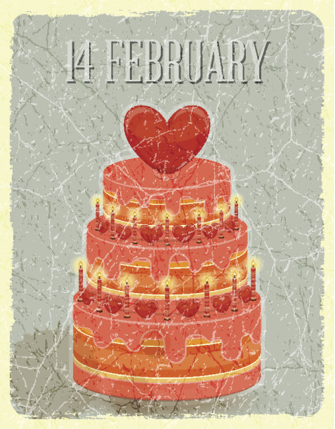 垃圾摇滚背景下的情人节蛋糕图片下载