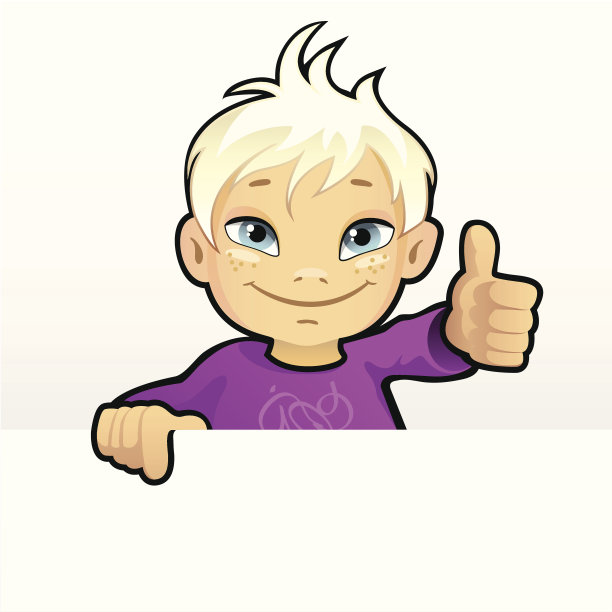 微笑的男孩伸出拇指图片下载
