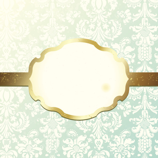 金色框架旗帜与华丽的壁纸背景图片下载