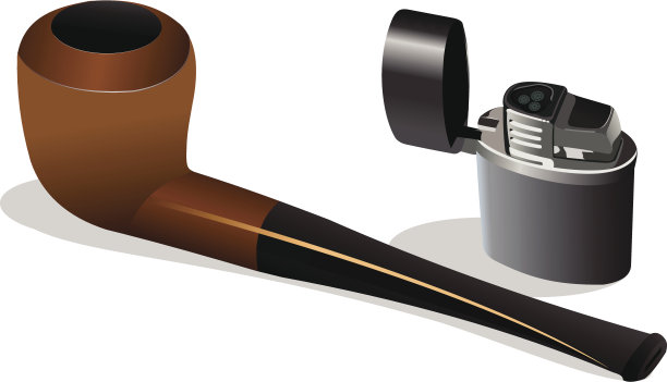 烟斗和打火机。矢量图图片下载