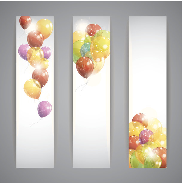 一套带有彩色气球的节日横幅图片下载