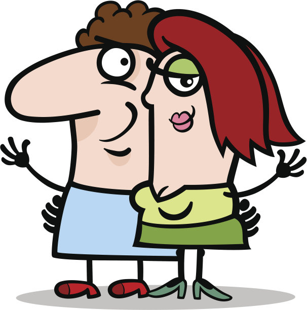 快乐的男人和女人夫妇卡通图片下载