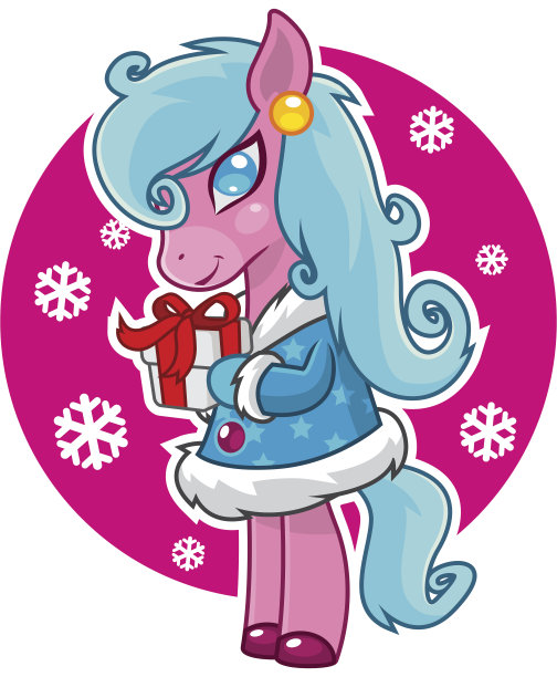 可爱的马拿着礼物微笑着图片下载