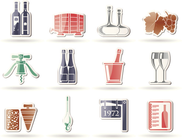 葡萄酒和饮料图标图片下载