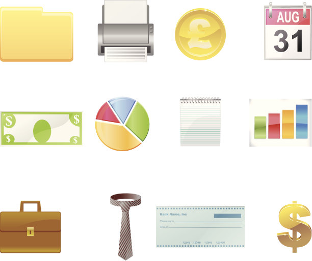 商业和金钱矢量图标图片下载