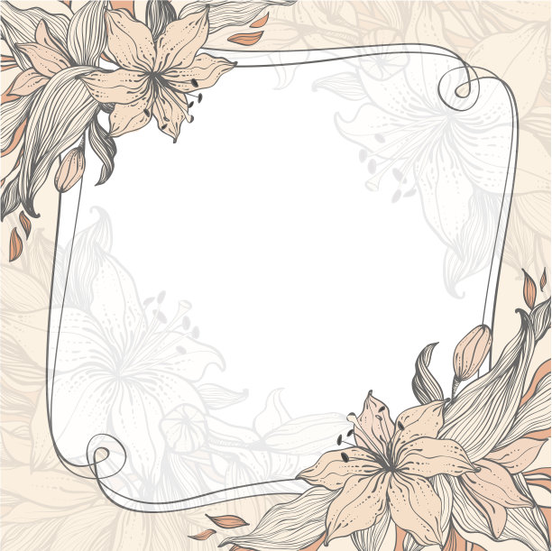 时尚的花卉背景与框架。图片下载