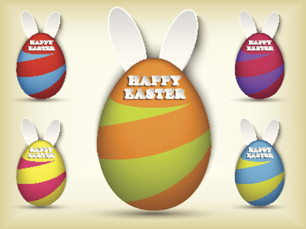 快乐的复活节兔子兔蛋套装图片下载