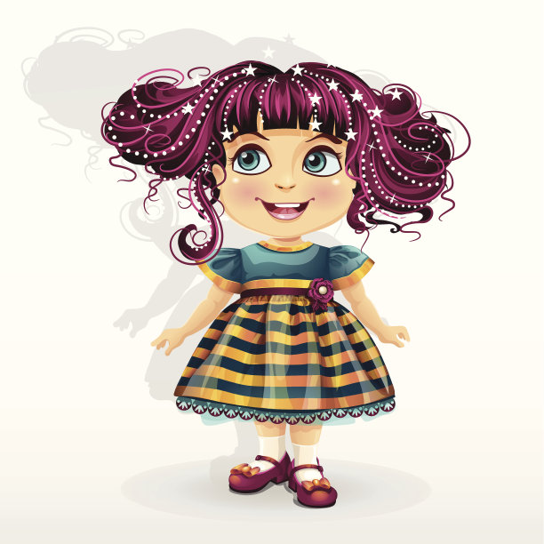 粉红头发的小女孩- eps10图片下载