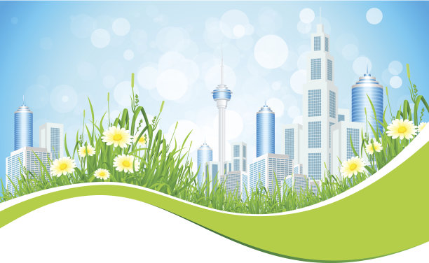 抽象背景与城市线花和草图片下载