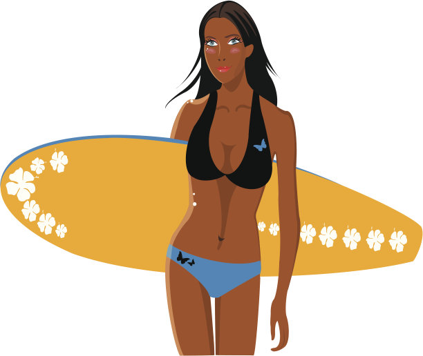 带着冲浪板的女孩图片下载