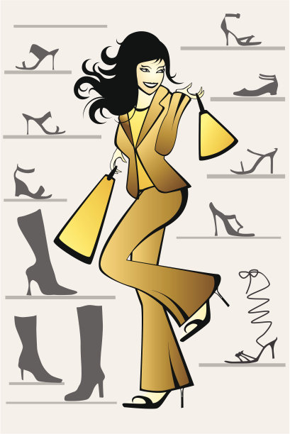 年轻女子在鞋店图片下载
