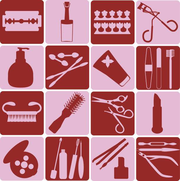 剪影-美容工具，化妆品(矢量集#3)图片下载