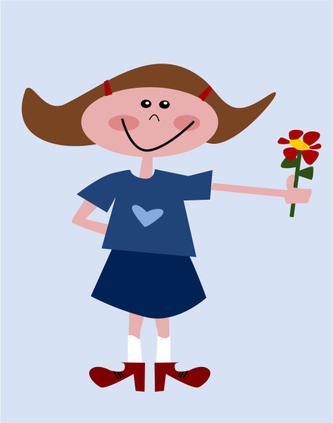 有趣的黑发卡通女孩图片下载