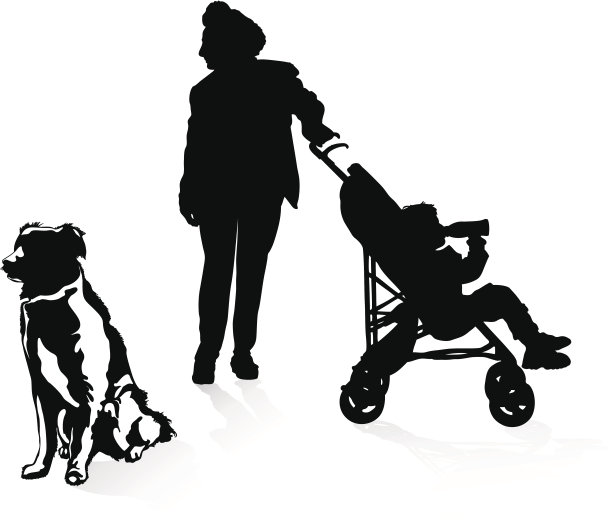 奶奶和孙子散步图片下载