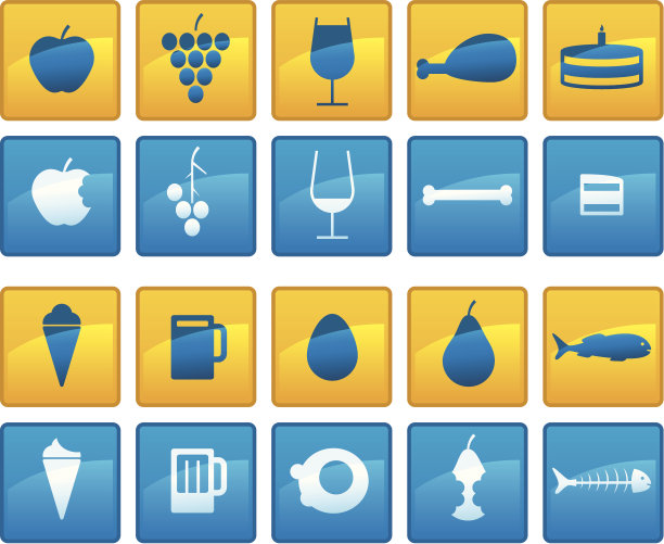 食物图标与咬(矢量)。图片下载