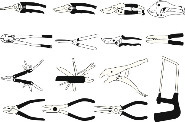 剪影:工具套装#2(剪刀和钳子)图片下载