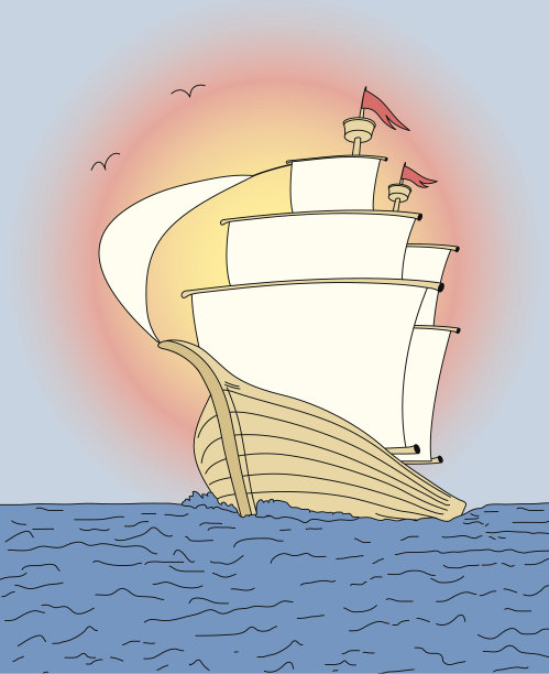 船在日落素材图片