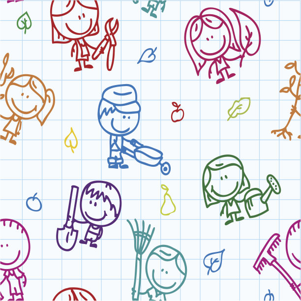 孩子们用园艺工具的图案图片下载