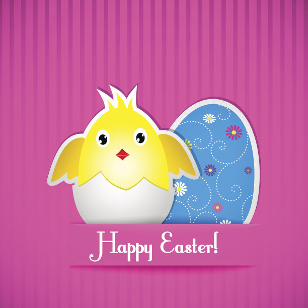 带有鸡和蛋的复活节卡片图片下载