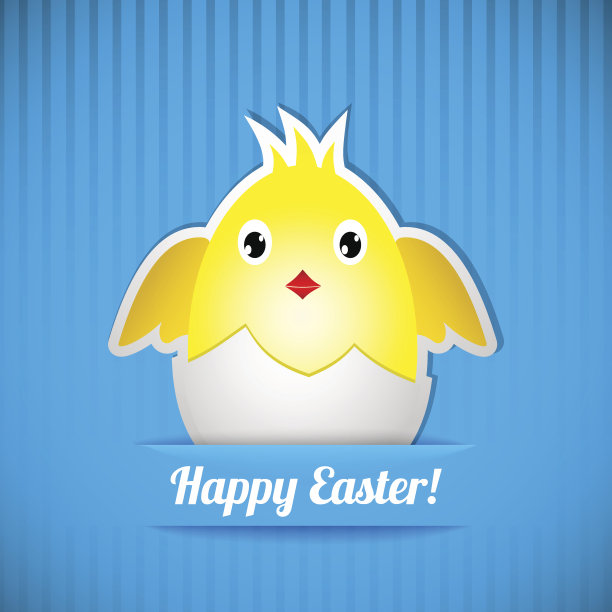 带有从蛋中孵出小鸡的复活节卡片图片下载