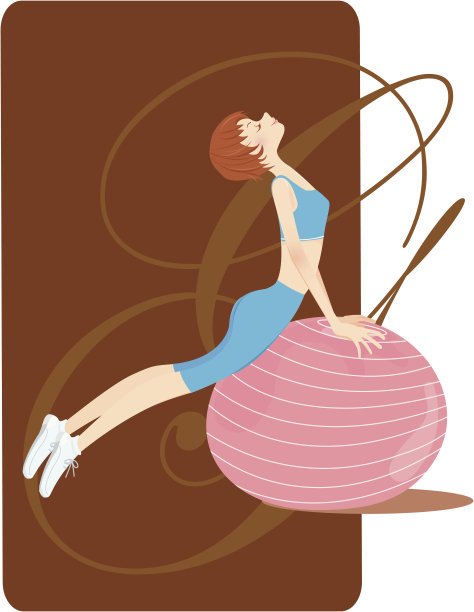 有健身球的女孩图片下载