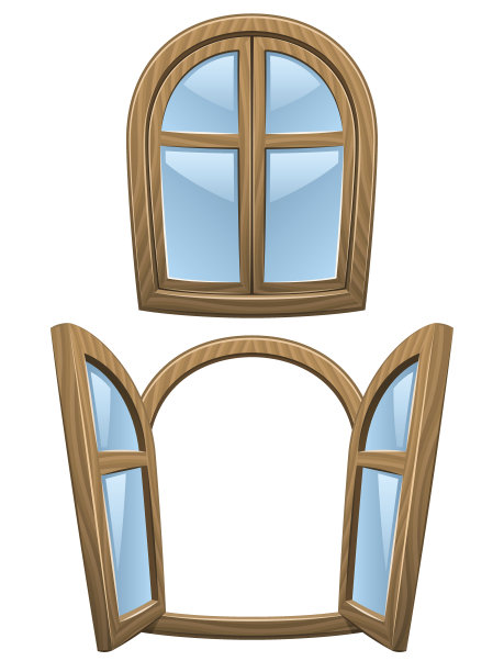卡通木制窗户素材图片