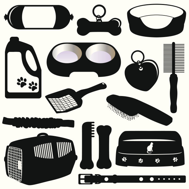 剪影(矢量图标):宠物设备(猫/狗)图片下载