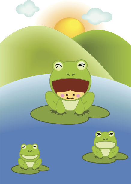 穿着青蛙服装的男孩图片下载