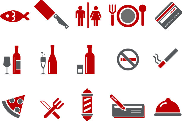 酒吧和餐厅图标设置图片下载