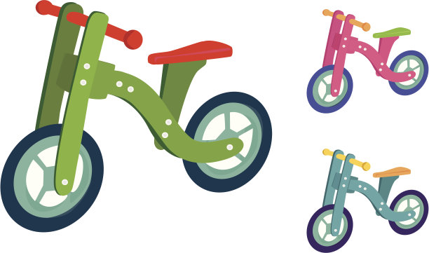 孩子们的小木三轮车，颜色有趣图片下载