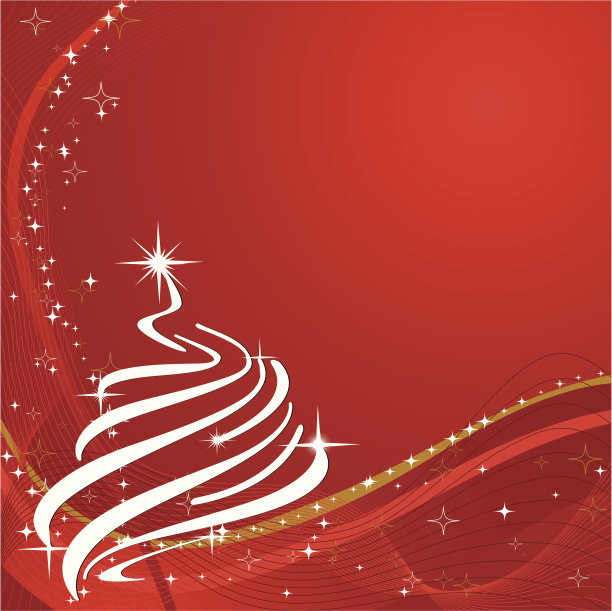 圣诞树与波浪背景图片下载