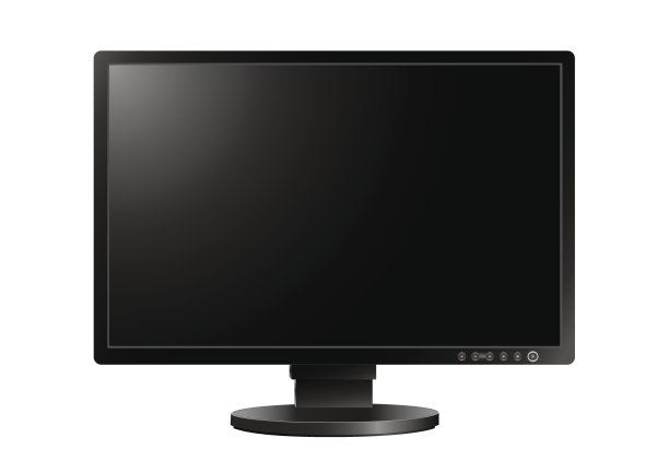 白色背景下的黑色电脑显示器图片下载