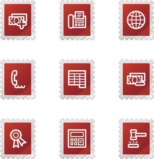 金融2图标，红色邮票系列图片下载