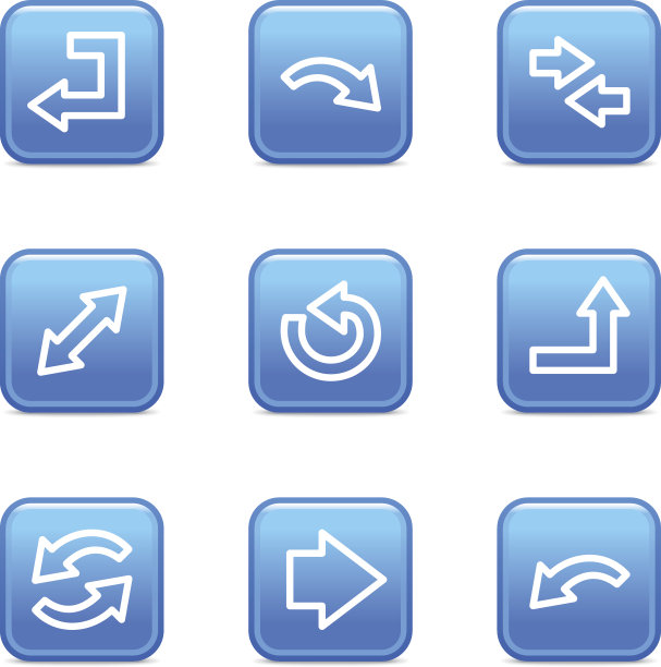 箭头网页图标，蓝色光滑按钮系列图片下载