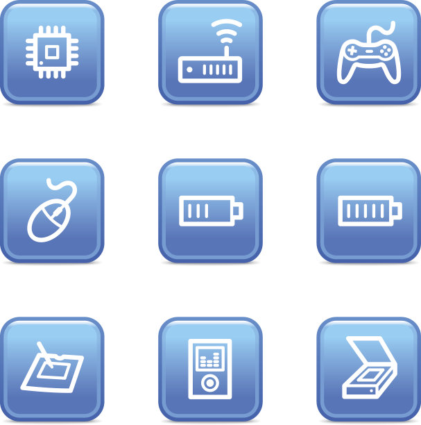 电子网页图标，蓝色光滑按钮系列图片下载