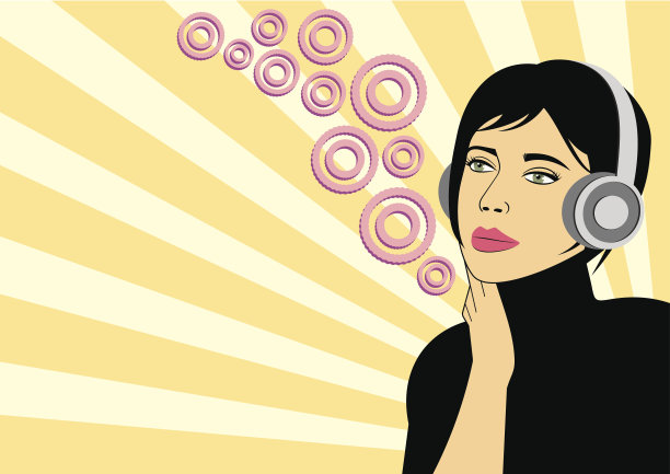 女人戴着耳机图片下载
