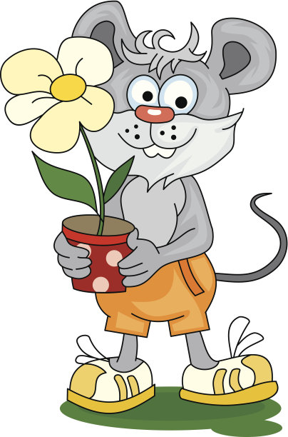 带花的有趣的小老鼠图片下载
