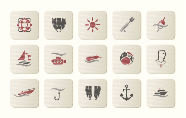 海洋和海滩图标|纸板系列图片下载