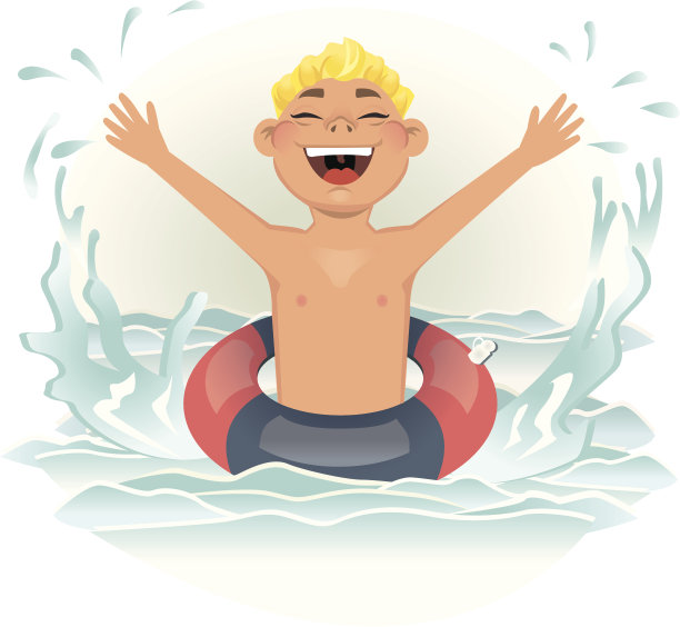 男孩在水里玩素材图片