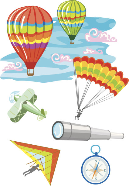 飞行物体的卡通插图素材图片