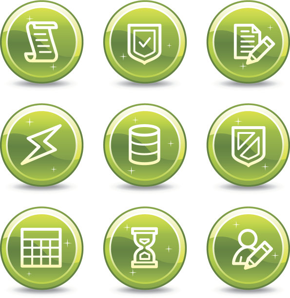数据库网页图标，绿色光滑的圆形按钮系列图片下载