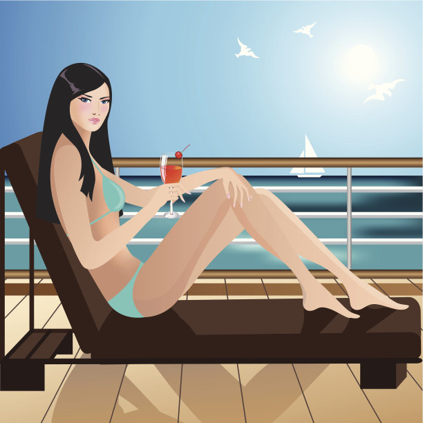 游艇上的女孩图片下载