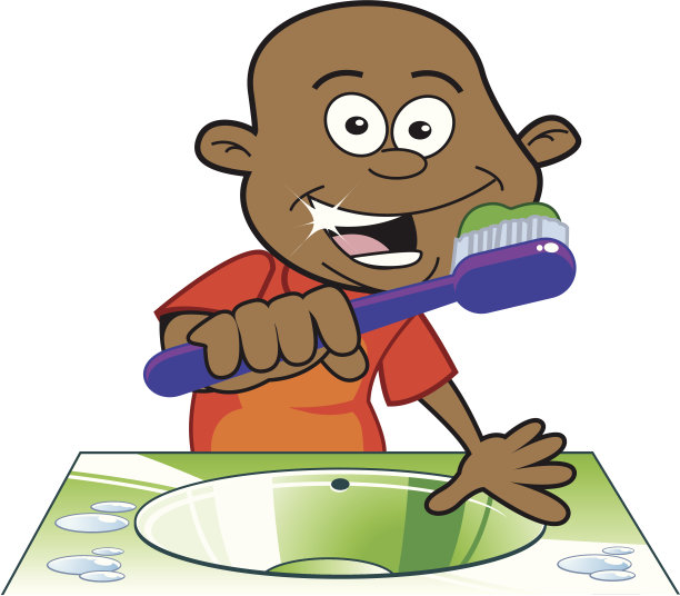 美国黑人男孩在刷牙图片下载