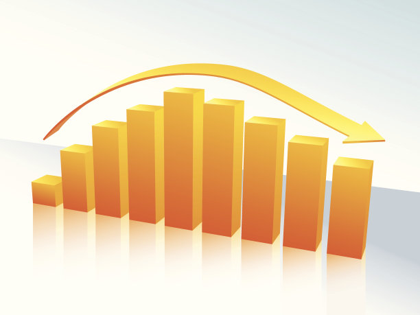 黄色和橙色的3D条形图与箭头图片下载