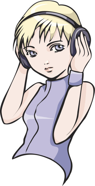 耳机的女孩图片下载