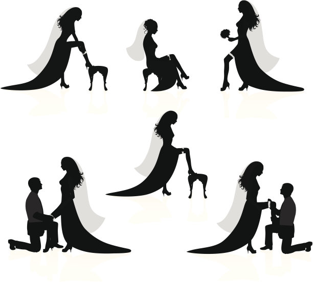 戴吊袜带的新娘。图片下载