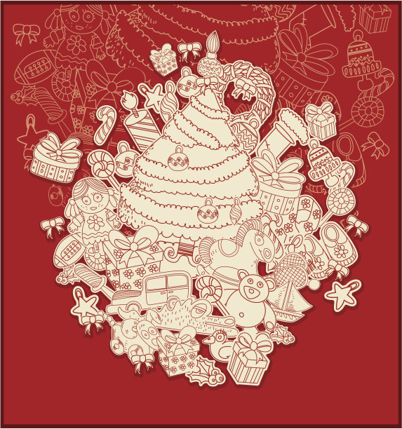 圣诞主题线描图片下载