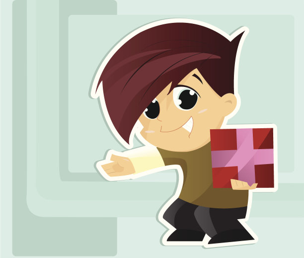 男孩献上礼物图片下载