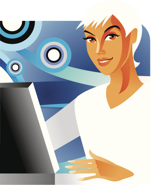 办公室女士在笔记本电脑前图片下载