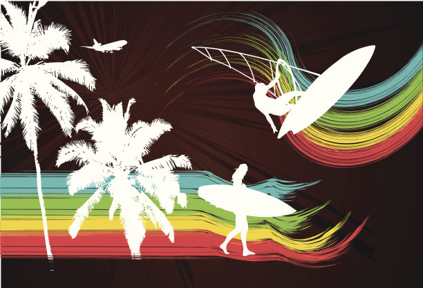 夏日海滩彩虹冲浪者图片下载